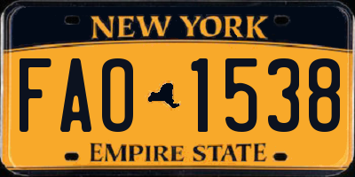 NY license plate FAO1538