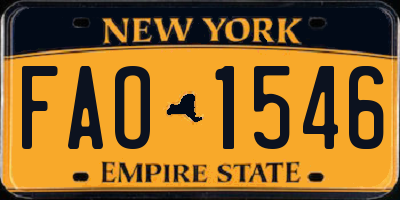 NY license plate FAO1546