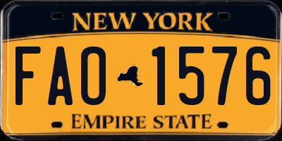 NY license plate FAO1576