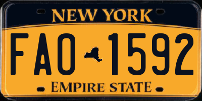 NY license plate FAO1592