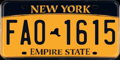 NY license plate FAO1615