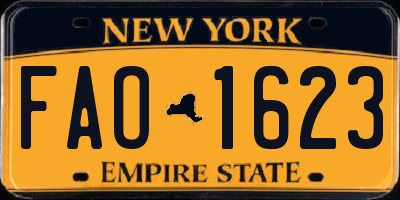 NY license plate FAO1623