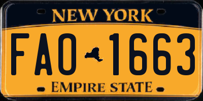NY license plate FAO1663