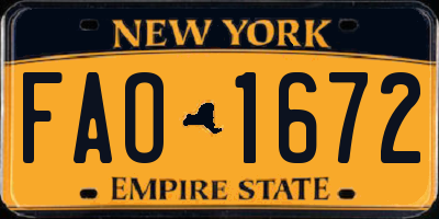 NY license plate FAO1672