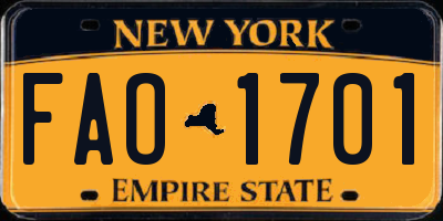 NY license plate FAO1701