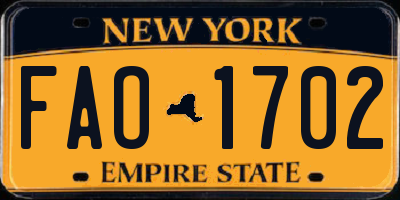 NY license plate FAO1702