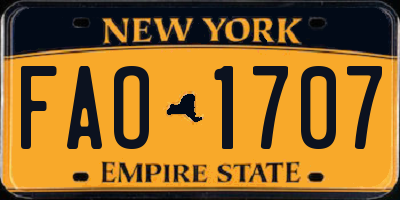 NY license plate FAO1707