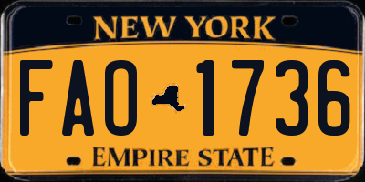 NY license plate FAO1736
