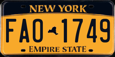 NY license plate FAO1749