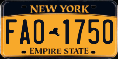 NY license plate FAO1750