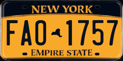 NY license plate FAO1757