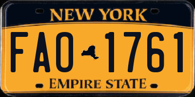 NY license plate FAO1761