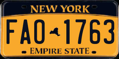 NY license plate FAO1763