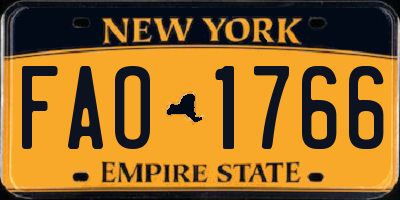 NY license plate FAO1766