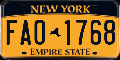 NY license plate FAO1768
