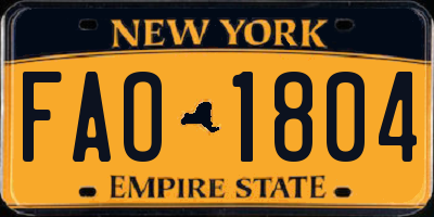 NY license plate FAO1804