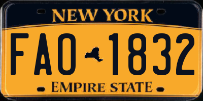 NY license plate FAO1832