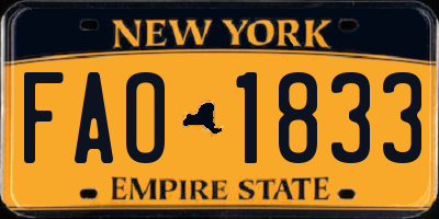 NY license plate FAO1833