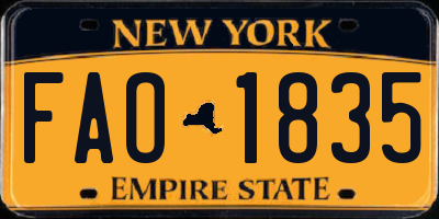 NY license plate FAO1835