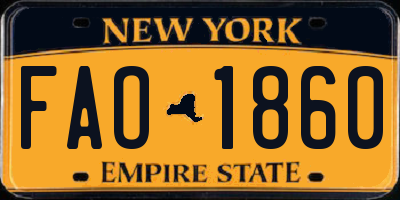 NY license plate FAO1860