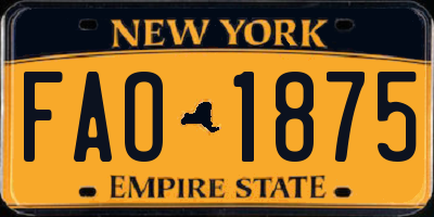 NY license plate FAO1875