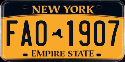 NY license plate FAO1907