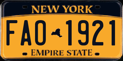 NY license plate FAO1921