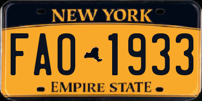 NY license plate FAO1933
