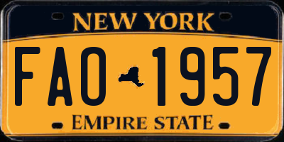 NY license plate FAO1957