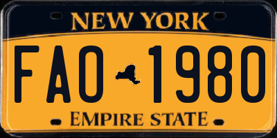 NY license plate FAO1980