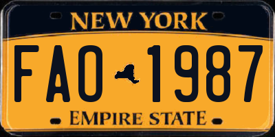 NY license plate FAO1987
