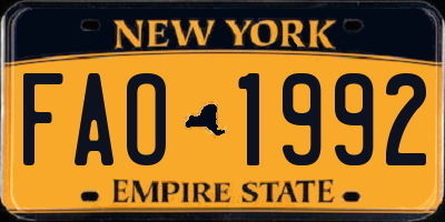 NY license plate FAO1992