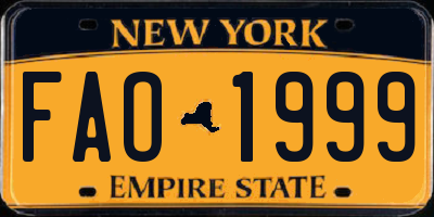 NY license plate FAO1999