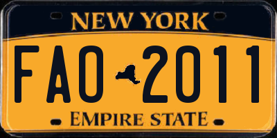 NY license plate FAO2011