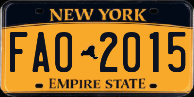 NY license plate FAO2015