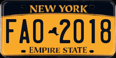 NY license plate FAO2018
