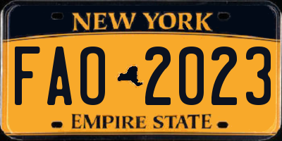 NY license plate FAO2023