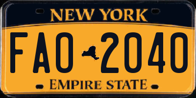 NY license plate FAO2040
