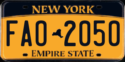 NY license plate FAO2050