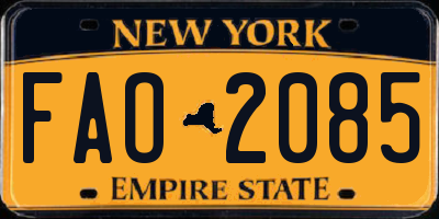 NY license plate FAO2085