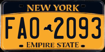 NY license plate FAO2093