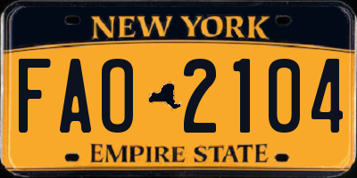 NY license plate FAO2104