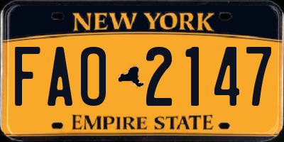 NY license plate FAO2147