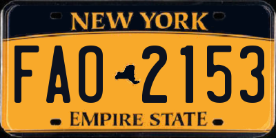 NY license plate FAO2153