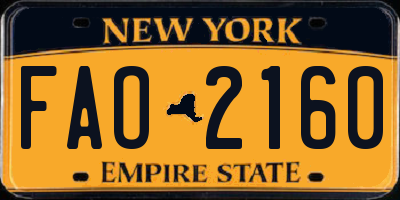 NY license plate FAO2160