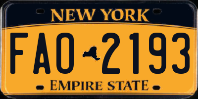 NY license plate FAO2193