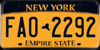 NY license plate FAO2292