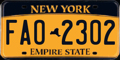 NY license plate FAO2302