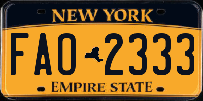 NY license plate FAO2333