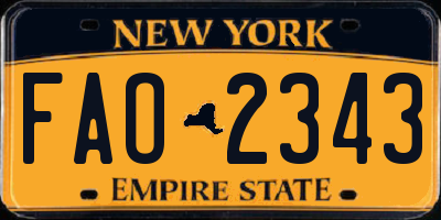 NY license plate FAO2343